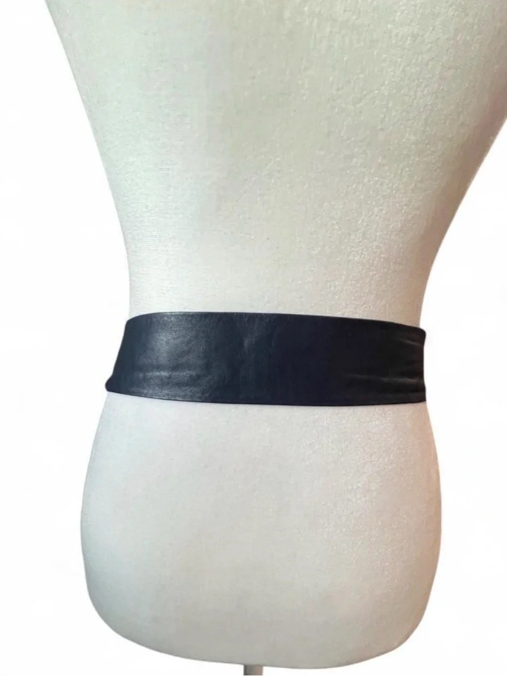 Gold Leaf Statement Belt with Navy Faux Leather Band